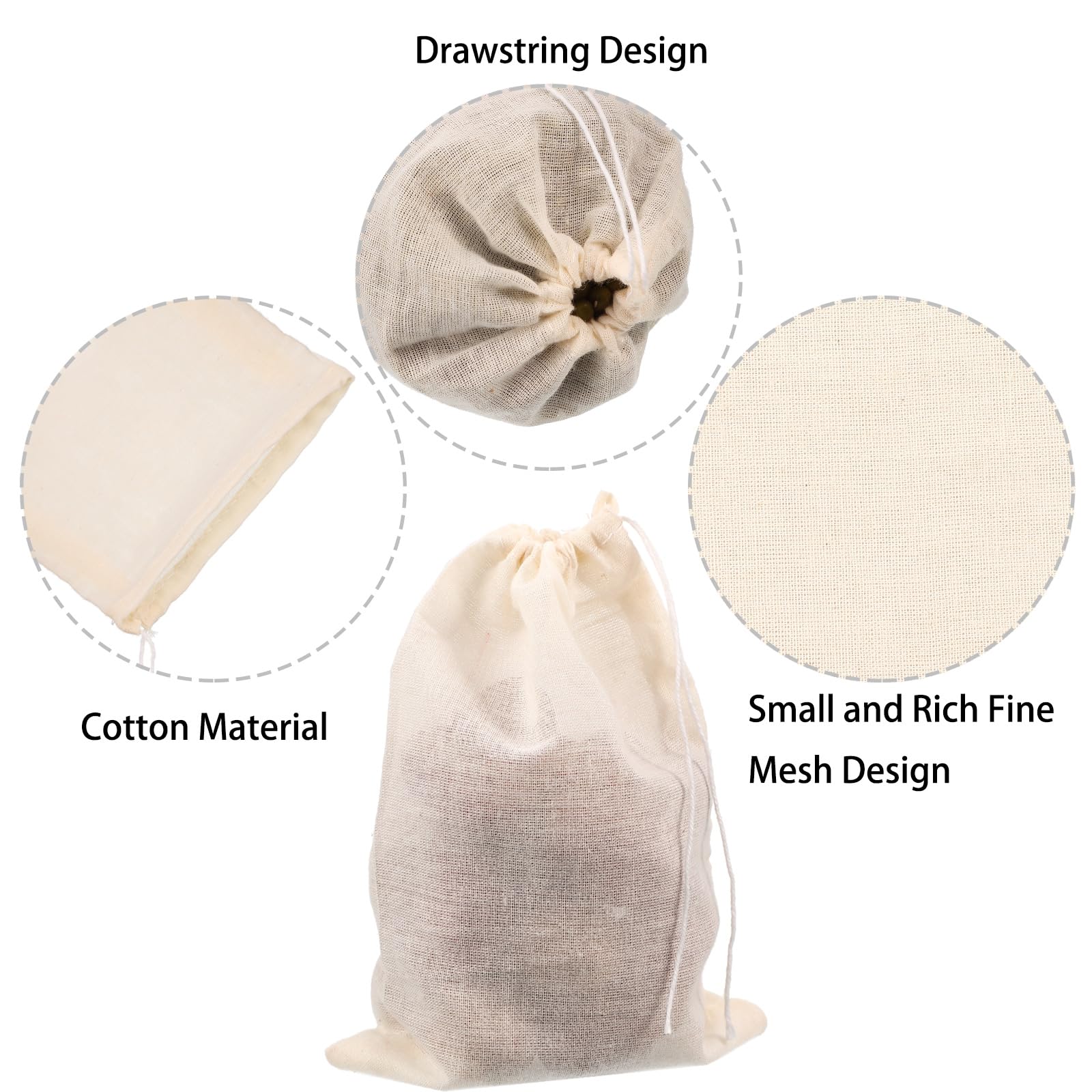24 Pieces Spice Bags For Cooking Cheesecloth Bags For Straining Reusable Empty Tea Bags Drawstring Soup Bags Muslin Bags (5 X 6